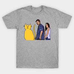 Distracted Boyfriend Meme Cats T-Shirt